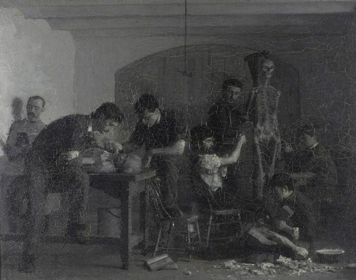托马斯·波洛克·安舒茨(1851-1912)解剖室, 1879纸板油(grisaille) 10 x 12 1/2英寸. (25.4 x 31.8 cm.艺术家的礼物(1879年.1
